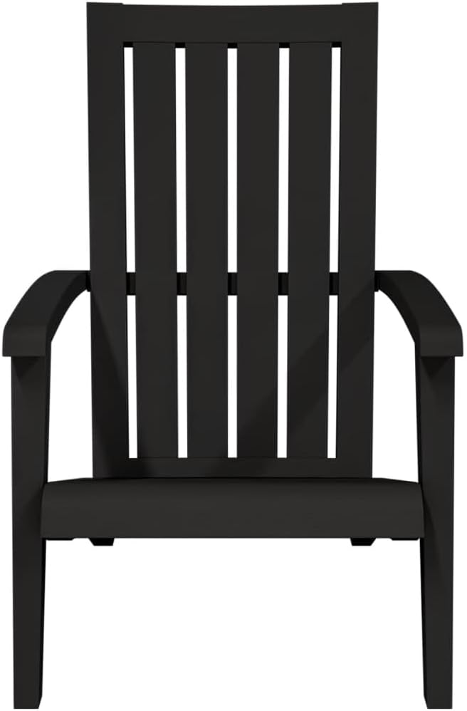 Black Adirondack Chairs 2-Pack, 33.5"x24.8"x36.6", Weather-Resistant Polypropylene, Wood-Look, Wide Armrests, Garden/Balcony/Deck