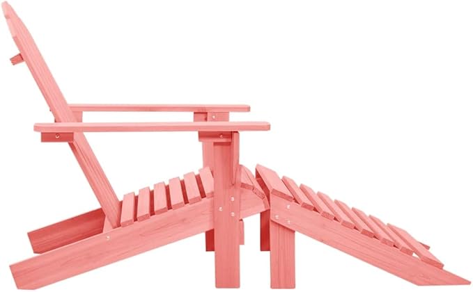 Adirondack Chair with Ottoman Pink Solid Fir Wood Outdoor Patio Lounge Chair for Garden Relaxation and Backyard Lounging - Photo 4