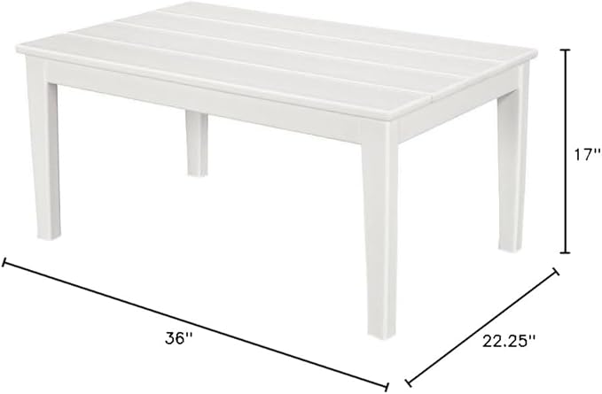 POLYWOOD® Newport 22" x 36" Coffee Table, White