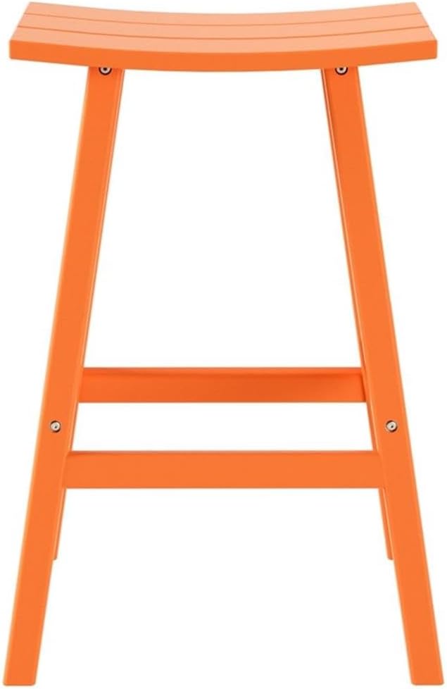 Costaelm All-Weather Outdoor Bar Stools, 29" Height Patio Stools & Bar Chairs, Adirondack Poly Patio Bar Stool for Patio, Deck, Kitchen Counter and Garden, Orange