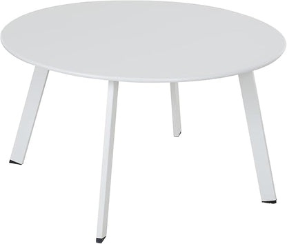 Grand patio 28-inch Outdoor Steel Coffee Table, Round Patio Side Table, Great for Backyard Patio Deck, White