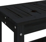 vidaXL Patio Bench in Black Pine: Solid Wood Garden Seat with Practical Shelf and Slatted Design, Great for Patios - Photo 4