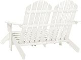 White Fir Wood 2-Seater Ergonomic Adirondack Chair with Ottoman for Outdoor Patio Garden - Photo 4