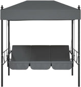 Outdoor Garden Swing Bench with Canopy and Cushions, 3-Seater Patio Swing Bed, Durable Powder-Coated Steel Frame - Photo 5