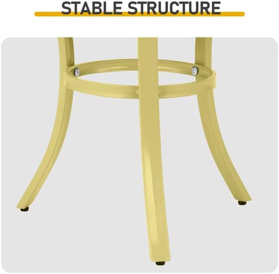 20" Side Table Outdoor Indoor, Round Metal Patio End Table, Small Weather-Resistant Accent Table with Adjustable Feet for Garden, Balcony, Living Room, Bedroom (Light Yellow)