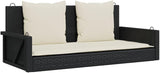 Black PE Rattan Swing Bench with Removable Cushions for Outdoor Patio - Photo 3