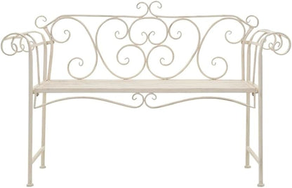 Patio Bench 52" Metal Antique White，Suitable for Patio Furniture, Front Porch Decoration, Outdoor Benches, Garden Benches, Benches for Patio, Porch, Poolside, Balcony