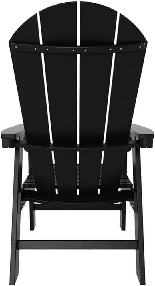 Costaelm Outdoor Fire Pit Chair, Patio hdpe Balcony Pool Adirondack Chair, Modern Front Porch Backyard Chair, Garden Resin Lounge Chair for Outside, Black