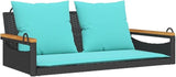 Patio Swing Bench Black and Blue for Two with Removable Cushions - Photo 3