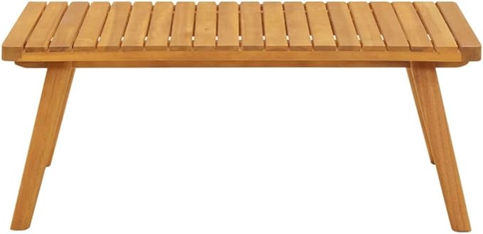Solid Acacia Wood Garden Coffee Table Golden Brown 21.7x35.4 Inch Rectangular Slatted Top Durable Indoor Outdoor - Photo 3