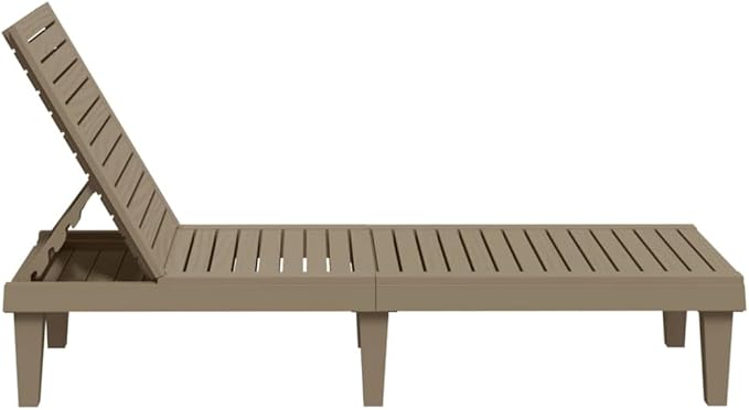 Light Brown Polypropylene Adjustable Folding Sun Lounger 61 x 22.8 x 32.7 in UV Resistant Outdoor Chaise Lounge for Pool Patio Garden Balcony and Beach Relaxation