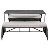 2 in 1 Convertible Picnic Upholstered Bench Table,57.1" Outdoor Loveseat,Portable Picnic Table Couch,Convertible to 4 Seats1 Table,for Garden,Lawn,Backyard,Porch,Patio