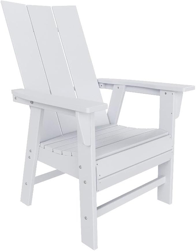 Costaelm Outdoor Adirondack Chair, HDPE Patio Balcony Chairs, Portside Seashell Nautical Curveback Adirondack Chair and Fire Pit Chairs, White
