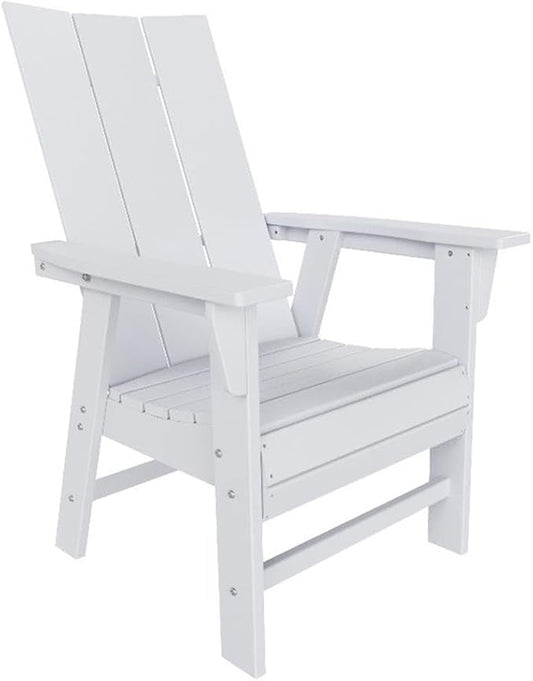 Costaelm Outdoor Adirondack Chair, HDPE Patio Balcony Chairs, Portside Seashell Nautical Curveback Adirondack Chair and Fire Pit Chairs, White
