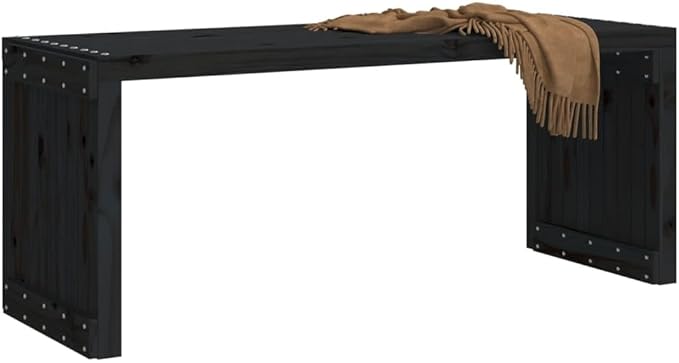 Patio Bench Extendable Black 83.7"x15.9"x17.7" Solid Wood Pine,Extendable Solid Pine Wood Garden Bench for Outdoor Patio Terrace Lawn Patio Furniture & Accessories