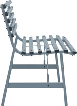 Outdoor Patio Bench, Metal Garden Bench with Backrest, Steel Park Bench Patio Furniture for Porch, Park, Yard - Photo 4