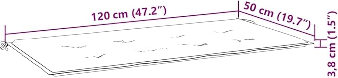 47.2 Inch Long Garden Bench in Natural Wood and Anthracite, Solid Acacia Wood Outdoor Furniture with Polyester Cushion, Rustic Style Seating for Patio, Durable