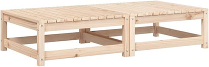 Solid Pine Wood Patio Footstool Set of 4, Gray Rustic Finish with Weather-Resistant Cushions for Outdoor Balcony Garden Seating and Coffee Table