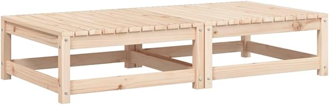 Solid Pine Wood Rustic Patio Footstool Set with Cushions, Gray Natural Wood Finish - Photo 4