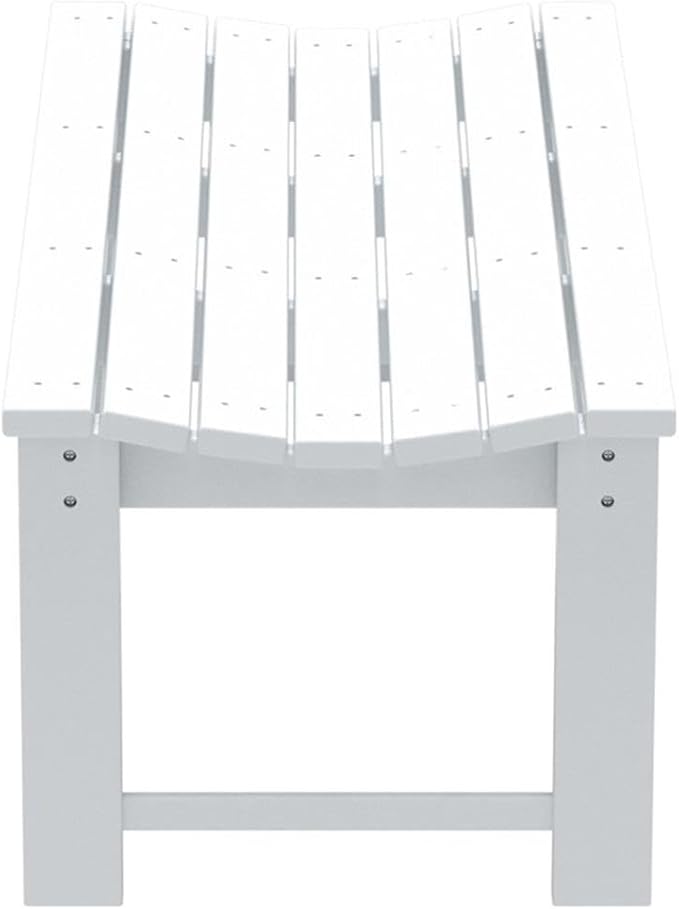 Costaelm Outdoor Benches Weatherproof, All Weather Resistant Park Bench Poly Lumber Backless Garden Bench Seat for Entryway Front Porch, White