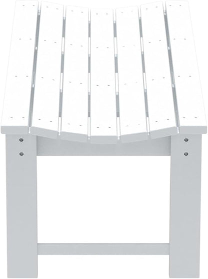 Costaelm Outdoor Benches Weatherproof, All Weather Resistant Park Bench Poly Lumber Backless Garden Bench Seat for Entryway Front Porch, White