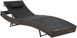 Poly Rattan Sunlounger Outdoor Chaise Lounge 27.6 x 83.9 x 36 in Brown and Black Adjustable Backrest Patio Poolside - Photo 1