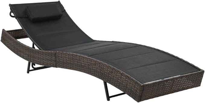 Brown Poly Rattan Sunlounger 83.9" Outdoor Chaise Lounge with 4-Position Reclining Backrest, Matte Finish for Patio - Photo 1