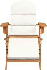 Acacia Wood Adirondack Garden Chair with Footrest and Cushion - Photo 4
