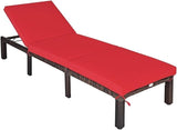 Pemberly Row Outdoor Lounge Chair, Steel and PE Rattan, Adjustable Reclining, Removable Cushion, Red, 77.5 x 26 Inch - Photo 5