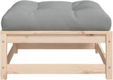 Grey Solid Pine Wood Patio Footstool with Waterproof Cushion - Photo 6