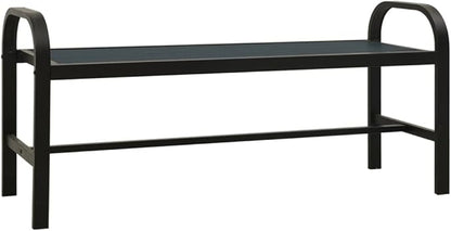 Outdoor Garden Bench 3-Seater, Heavy Duty Steel Frame with Durable WPC Surface, Vintage Style Patio Park Bench for Backyard, Balcony and Terrace, Black