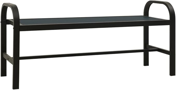 Garden Bench Deck Bench Patio Bench 49" Steel and WPC Black