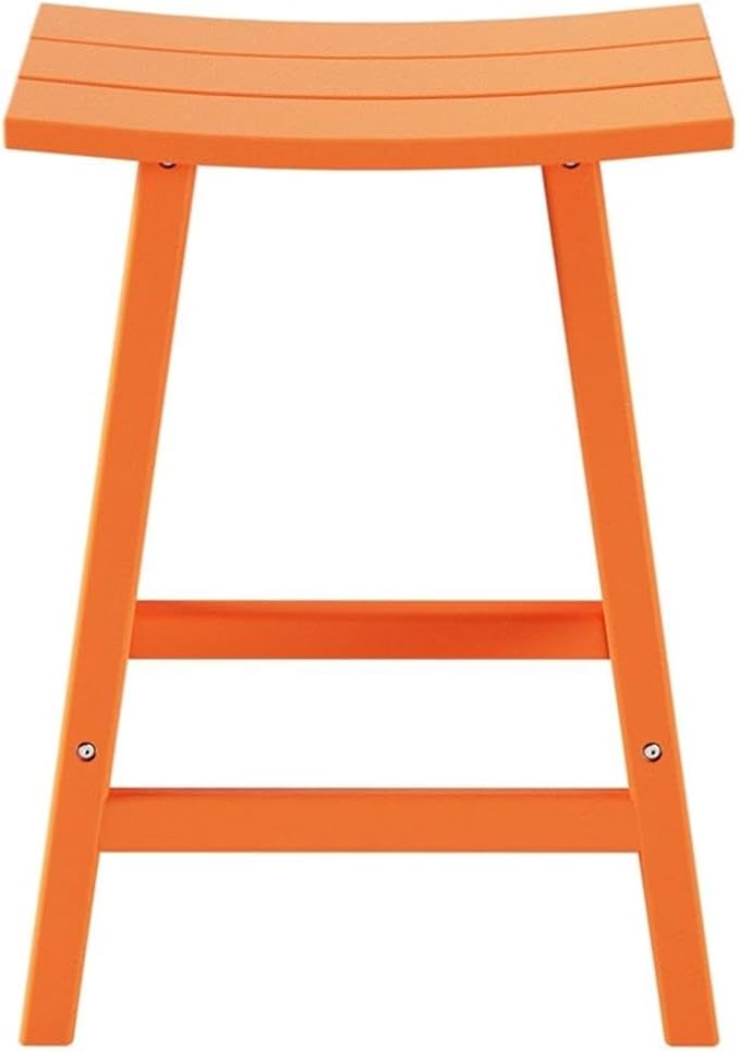 Costaelm 24" Height Outdoor Bar Stools, All-Weather Bar Stools, Adirondack Poly Patio Bar Stool for Patio, Deck, Kitchen Counter and Garden, Orange