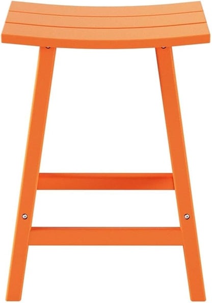 Costaelm 24" Height Outdoor Bar Stools, All-Weather Bar Stools, Adirondack Poly Patio Bar Stool for Patio, Deck, Kitchen Counter and Garden, Orange