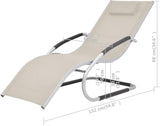 Outdoor Chaise Lounge Cream Crescent 59.8 x 24.4 in Textilene Sun Lounger with Adjustable Pillow - Photo 2