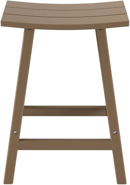 Costaelm 24" Height Outdoor Bar Stools, All-Weather Bar Stools, Adirondack Poly Patio Bar Stool for Patio, Deck, Kitchen Counter and Garden, Weathered Wood