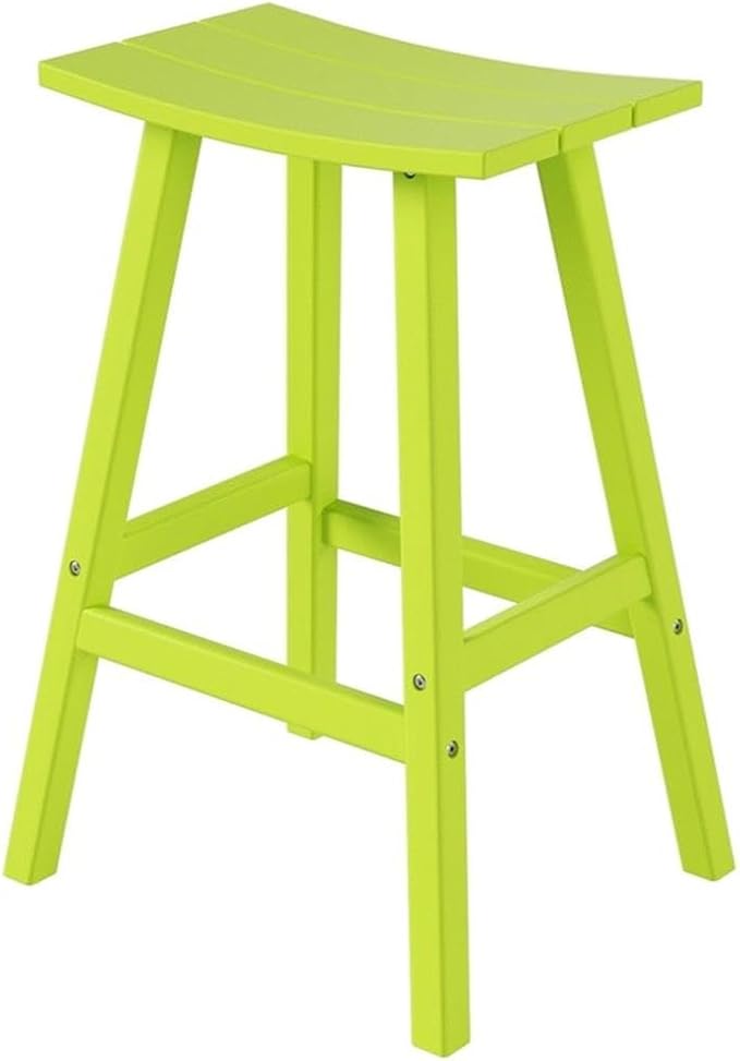 Costaelm All-Weather Outdoor Bar Stools, 29" Height Patio Stools & Bar Chairs, Adirondack Poly Patio Bar Stool for Patio, Deck, Kitchen Counter and Garden, Lime