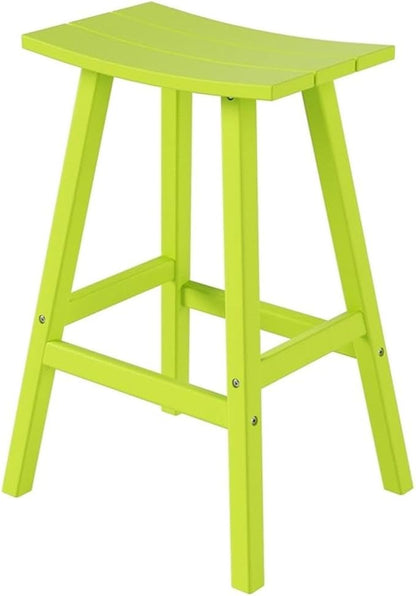 Costaelm All-Weather Outdoor Bar Stools, 29" Height Patio Stools & Bar Chairs, Adirondack Poly Patio Bar Stool for Patio, Deck, Kitchen Counter and Garden, Lime