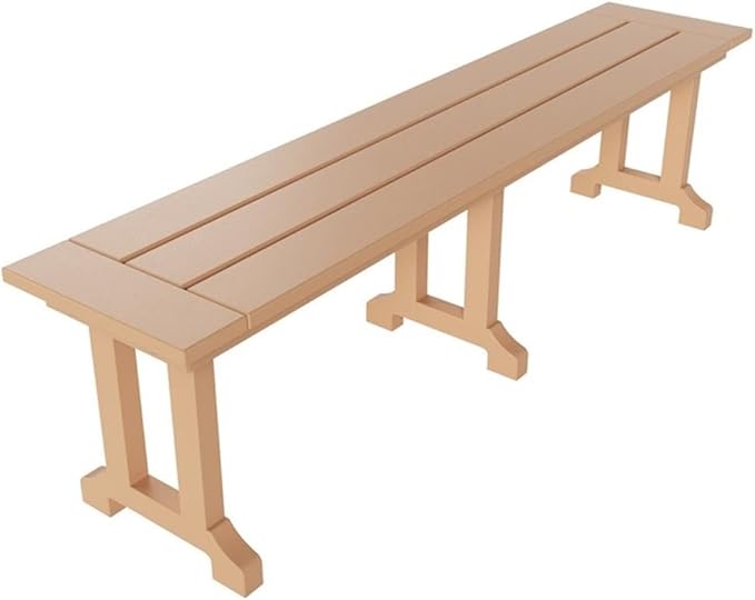 Costaelm Outdoor Benches Weatherproof, Park Long Bench Poly Lumber Backless for Entryway Front Porch Garden Bench Seat for Patio, Teak