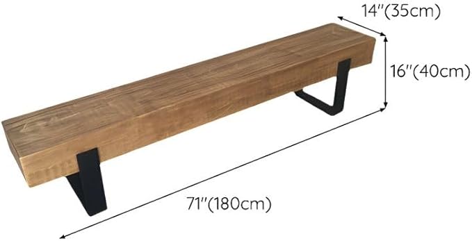 CraftThink Wooden Dining Bench, Wood Bench Indoor Backless with Metal Legs Rustic Patio Garden Deck Seating Chair for Indoor &Outdoor Furniture, 71" L x 14" W x 16" H