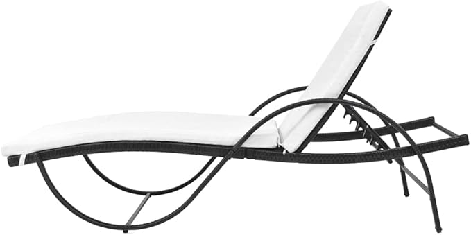 Sun Lounger Set of 3, Adjustable Outdoor Patio Furniture with Black Steel Frame & PE Rattan - Photo 6
