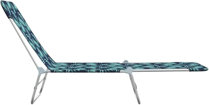 Folding Sun Lounger Set of 2 with Adjustable Backrest 71.7 x 21.7 in Powder-Coated Steel Frame Leaf Pattern Green - Photo 5