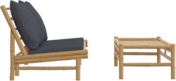 Modern Outdoor Lounge Set with Bamboo Fiber Frame and Zippered Cushions for Patio, Balcony, and Garden Comfort - Photo 4