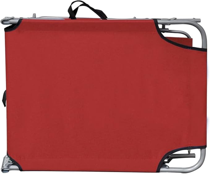 Red Folding Canopy Sun Lounger Aluminum Outdoor Chaise Lounge 74.2x22.6x10.6 in Portable Beach Recliner UV Resistant - Photo 5