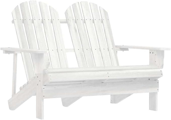 White Solid Fir Wood 2-Seater Durable Garden Adirondack Chair for Outdoor Patio Balcony Relaxation Ergonomic Design - Photo 1