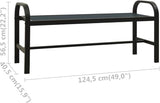 49" Black WPC Steel Outdoor Garden Bench, Vintage Patio Seating for 3, Powder-Coated Weather-Resistant Park Bench - Photo 2