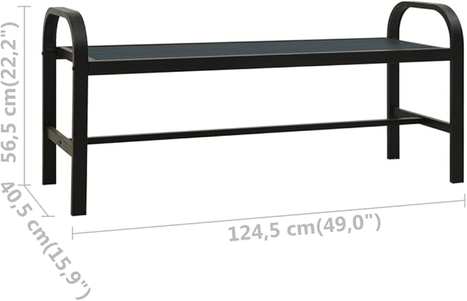 Garden Bench Black Steel WPC Durable Sturdy Seating Vintage Style for Patio Backyard