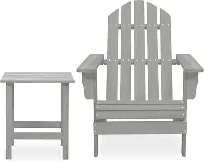 Grey Solid Fir Wood Large Ergonomic Garden Chair and Table Combo with Smooth Matte Finish for Outdoor Relaxation Patio Furniture