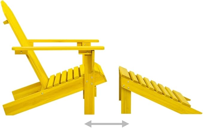 Yellow Solid Fir Wood Adirondack Chair with Ottoman Outdoor Patio Furniture Comfortable Lounge Chair for Garden - Photo 6