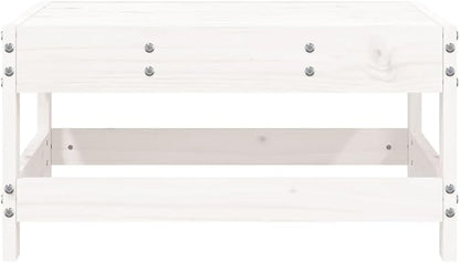 vidaXL Patio Footstool - White Solid Pine Wood, 24.4"x24.4"x12.6" Garden Ottoman/Coffee Table for Outdoor/Indoor Lounge Areas